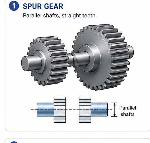 Spur gear pair on parallel shafts with straight teeth